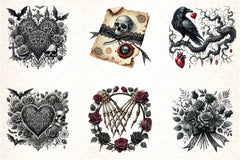 Gothic Valentine's Day Clipart Bundle 6 - CraftNest - Digital Crafting and Art