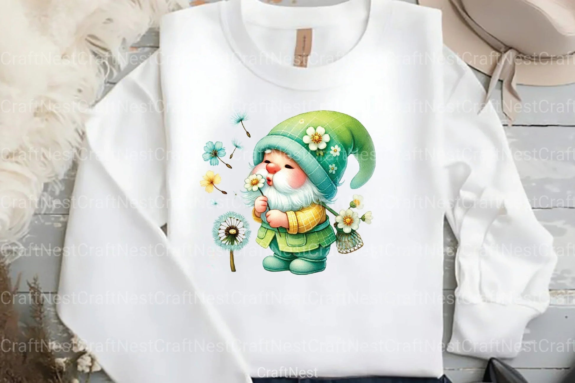 Cute Gnomes with Daisy Flower Clipart Bundle - CraftNest - Digital Crafting and Art