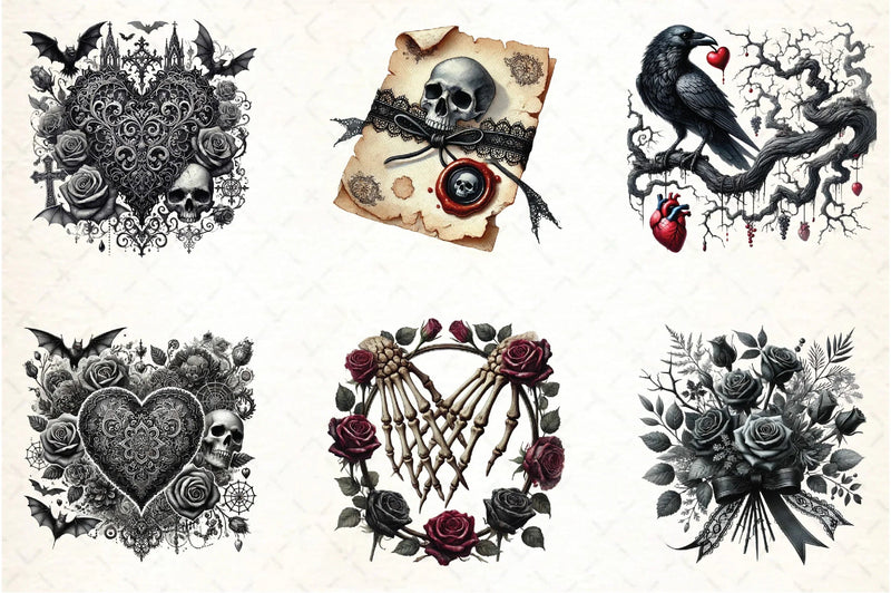 Gothic Valentine's Day Clipart Bundle - CraftNest - Digital Crafting and Art
