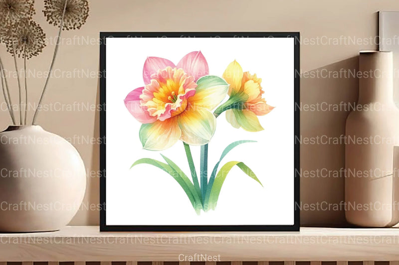 Spring Daffodils Coquette Clipart Bundle 4 - CraftNest - Digital Crafting and Art