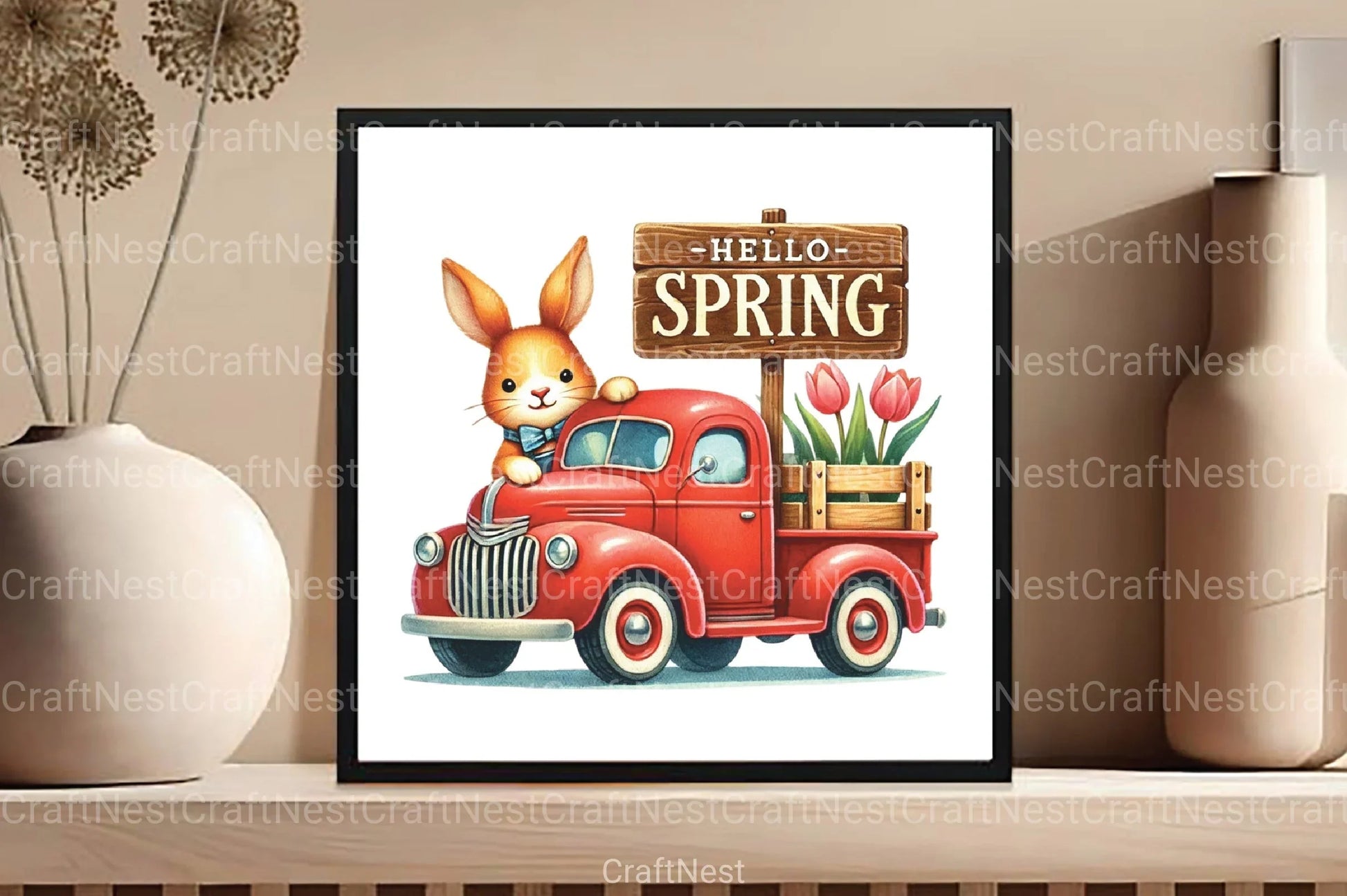 Spring Truck & Bunny Clipart Bundle - CraftNest - Digital Crafting and Art