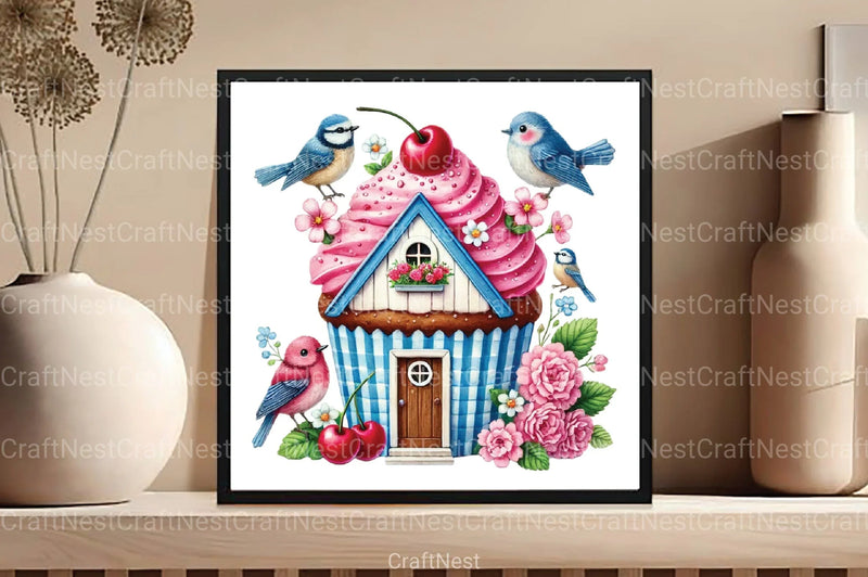 Spring Cupcake House Clipart Bundle - CraftNest - Digital Crafting and Art