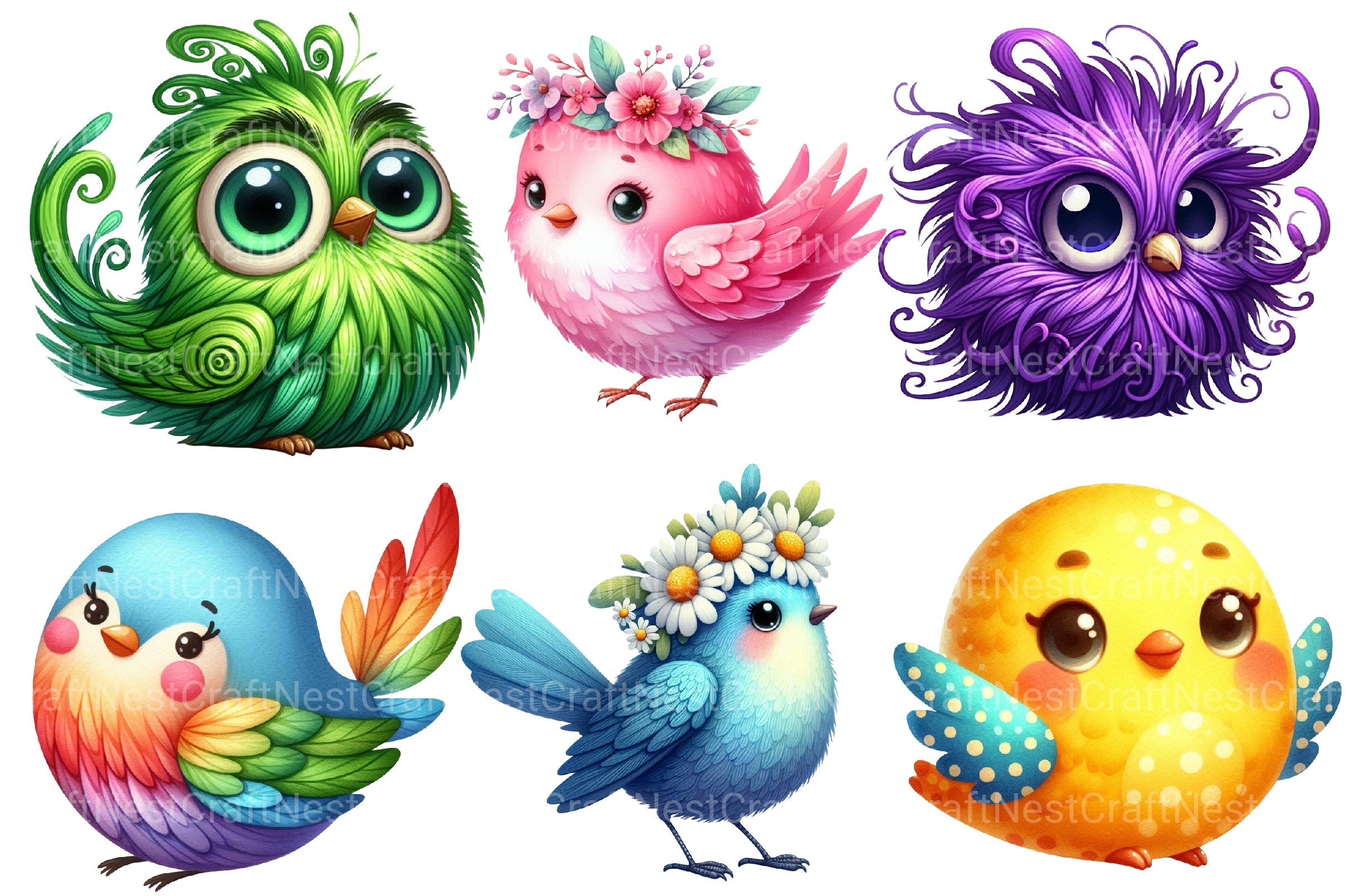 Whimsical Birds Clipart Bundle 2