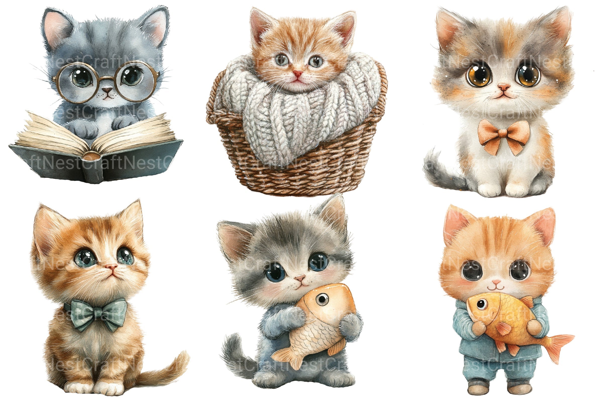 Cute Cat Clipart Bundle