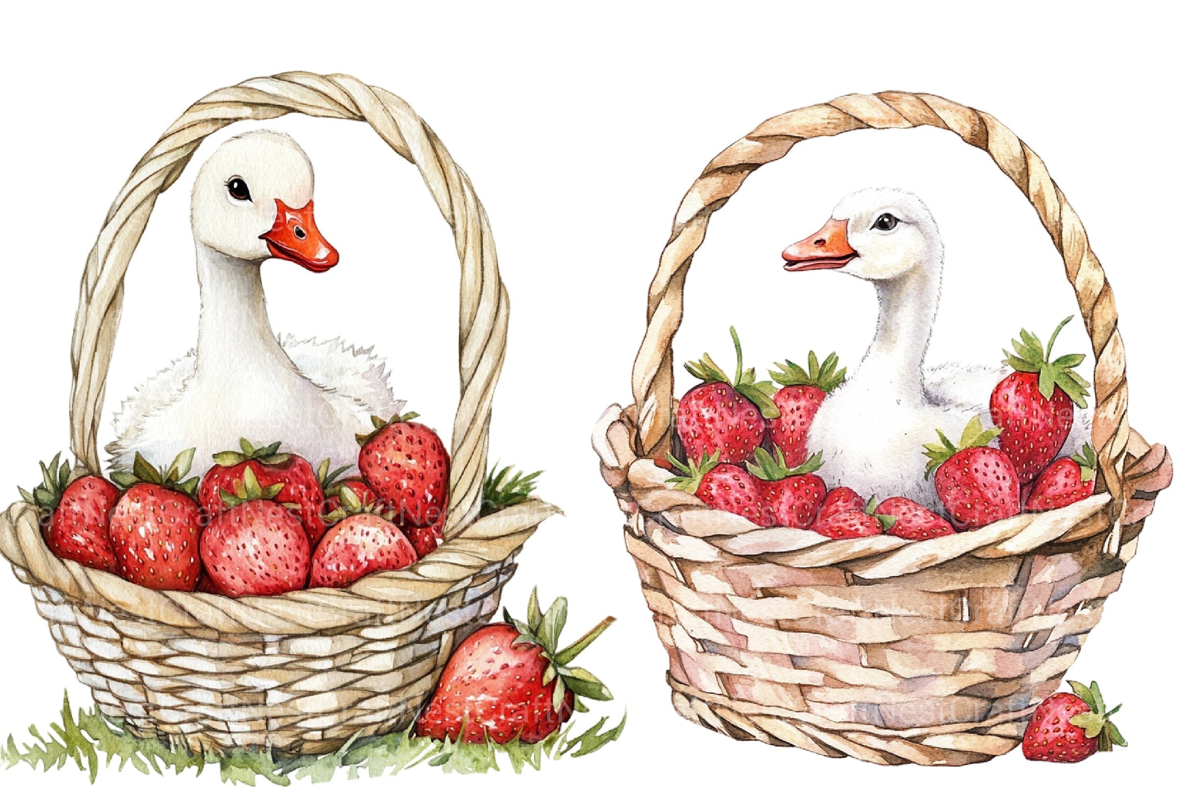 Strawberry Goose Clipart Bundle