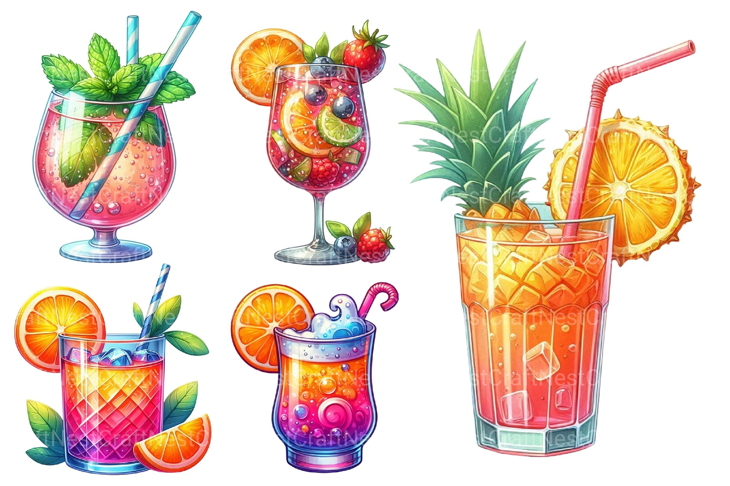 Summer Spritz Cocktail Clipart Bundle