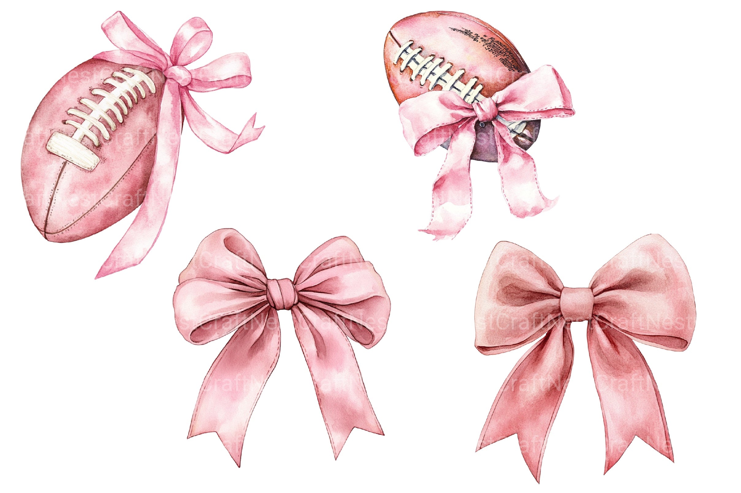 Sport Bows Clipart Bundle