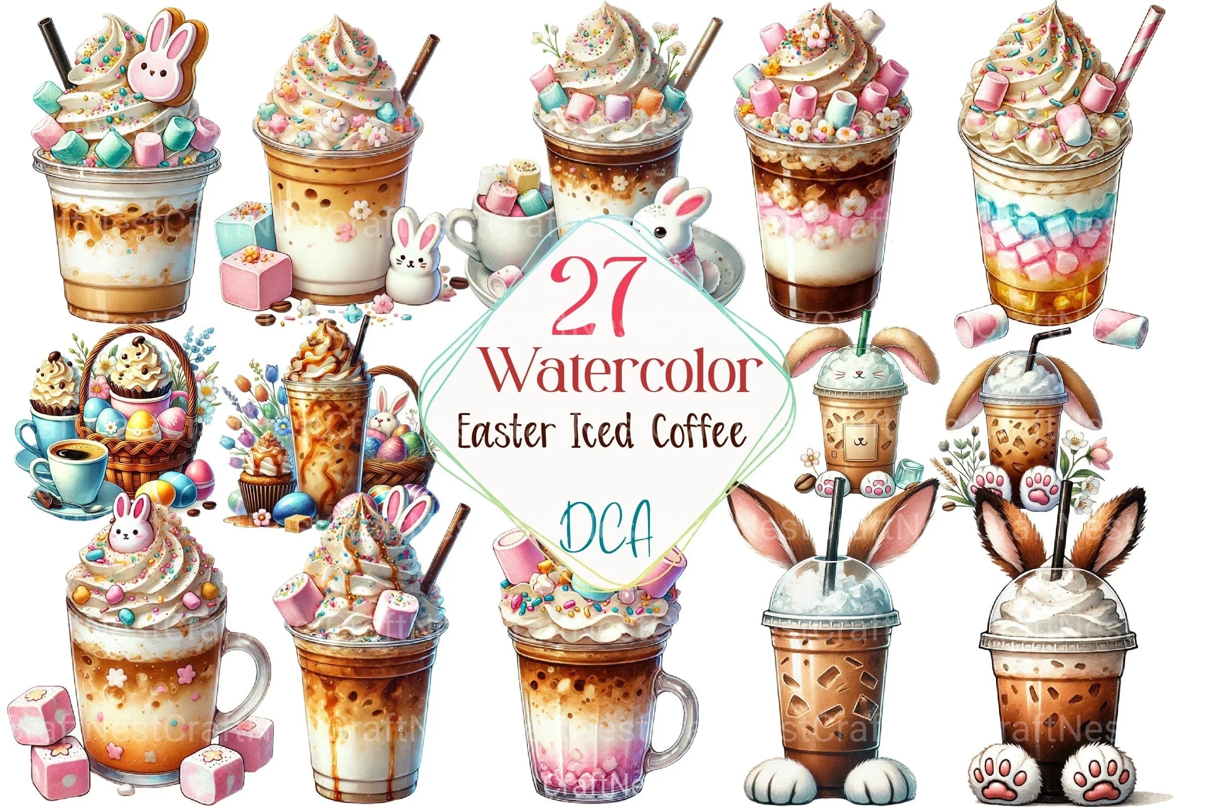 Easter Iced Coffee Clipart Bundle 66 - CraftNest - Digital Crafting and Art