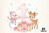 Pink Snowman Baby's First Christmas Clipart Bundle