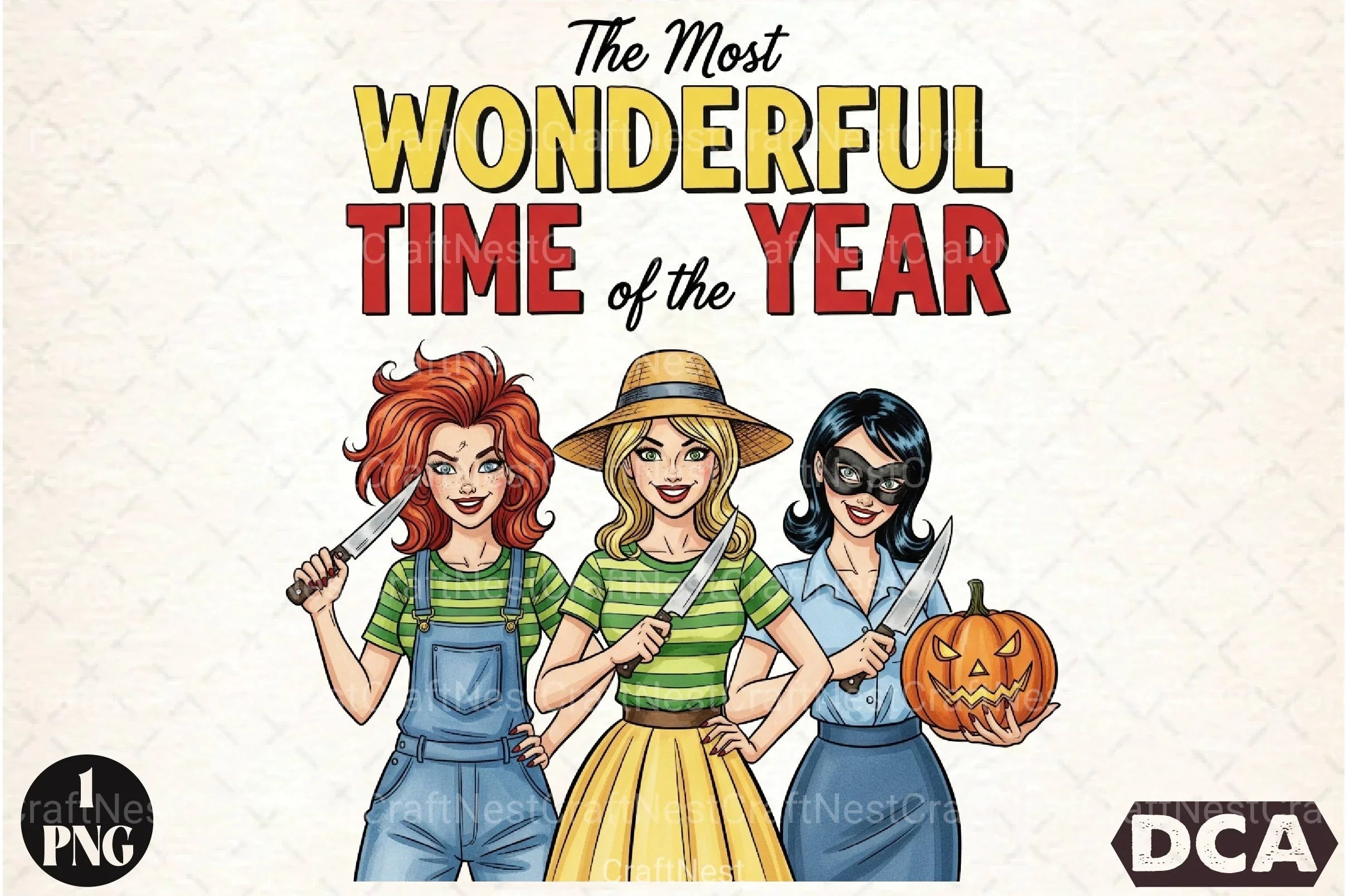 Retro Halloween Vintage Horror Girls Clipart Bundle - CraftNest - Digital Crafting and Art