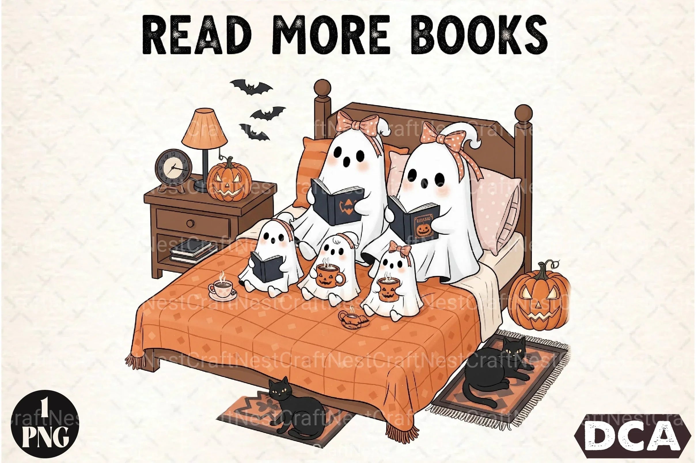 Read More Books: Ghost & Book Clipart Bundle - CraftNest - Digital Crafting and Art