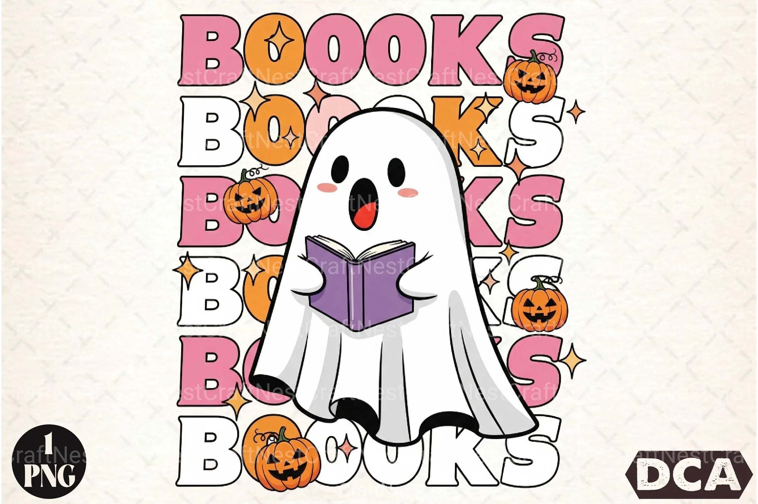 Boo Ghost Reading Book Clipart Bundle