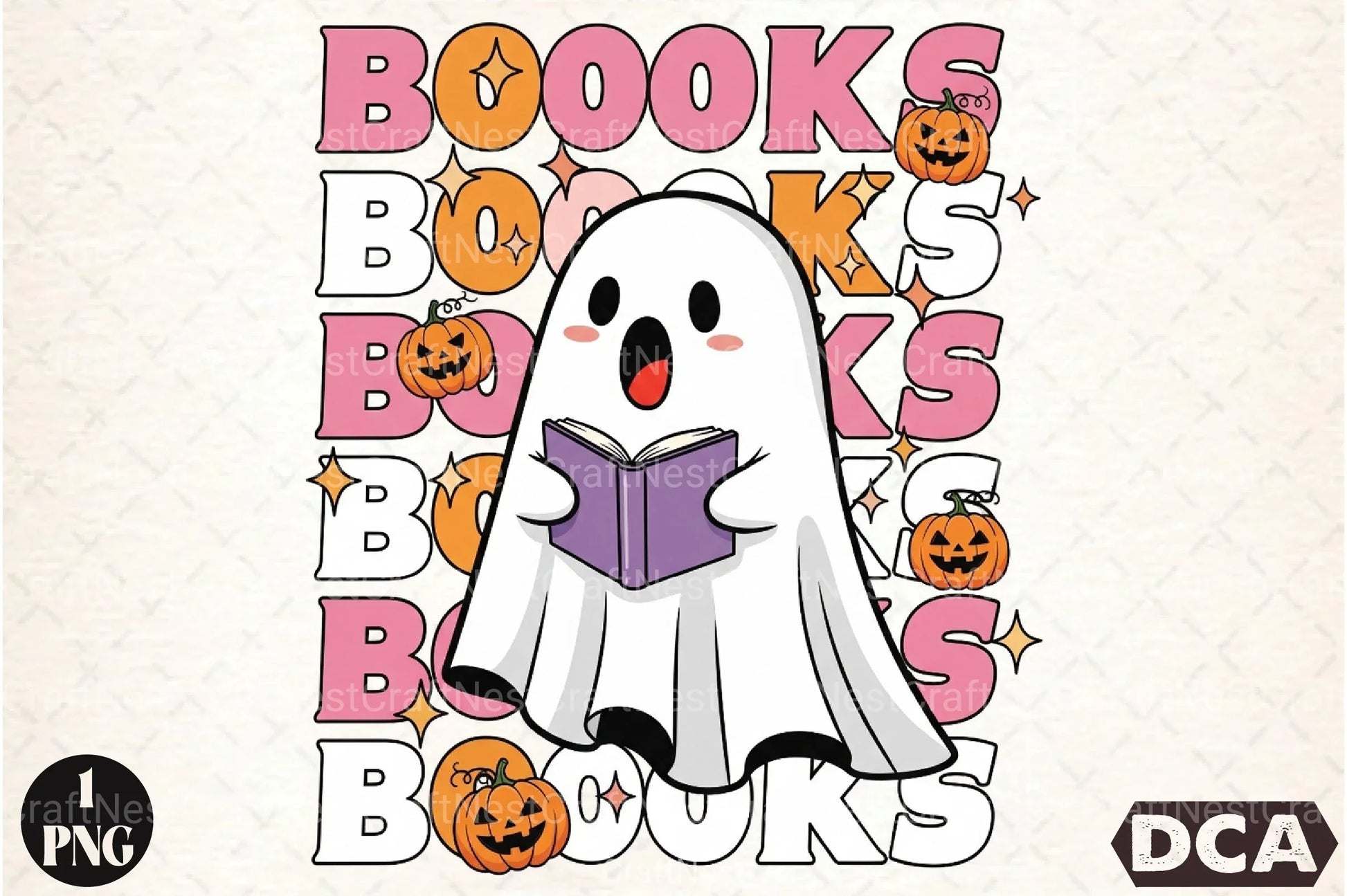 Boo Ghost Reading Book Clipart Bundle - CraftNest - Digital Crafting and Art
