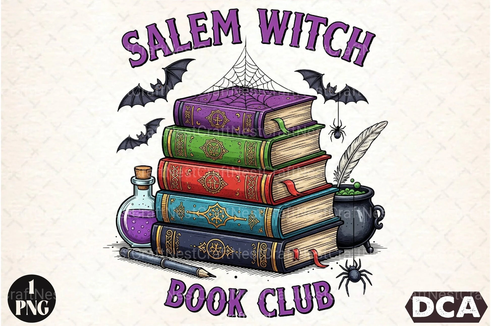 Salem Witch Book Club Halloween Clipart Bundle - CraftNest - Digital Crafting and Art