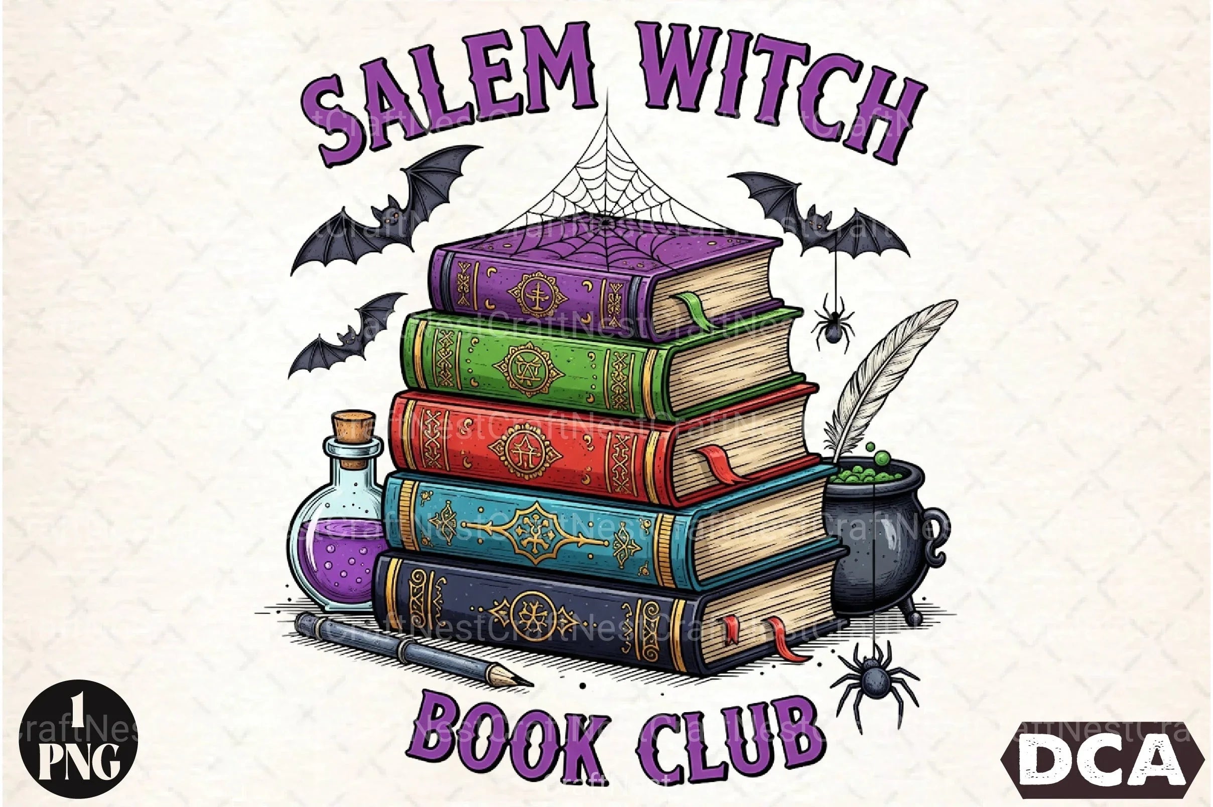 Salem Witch Book Club Halloween Clipart Bundle - CraftNest - Digital Crafting and Art