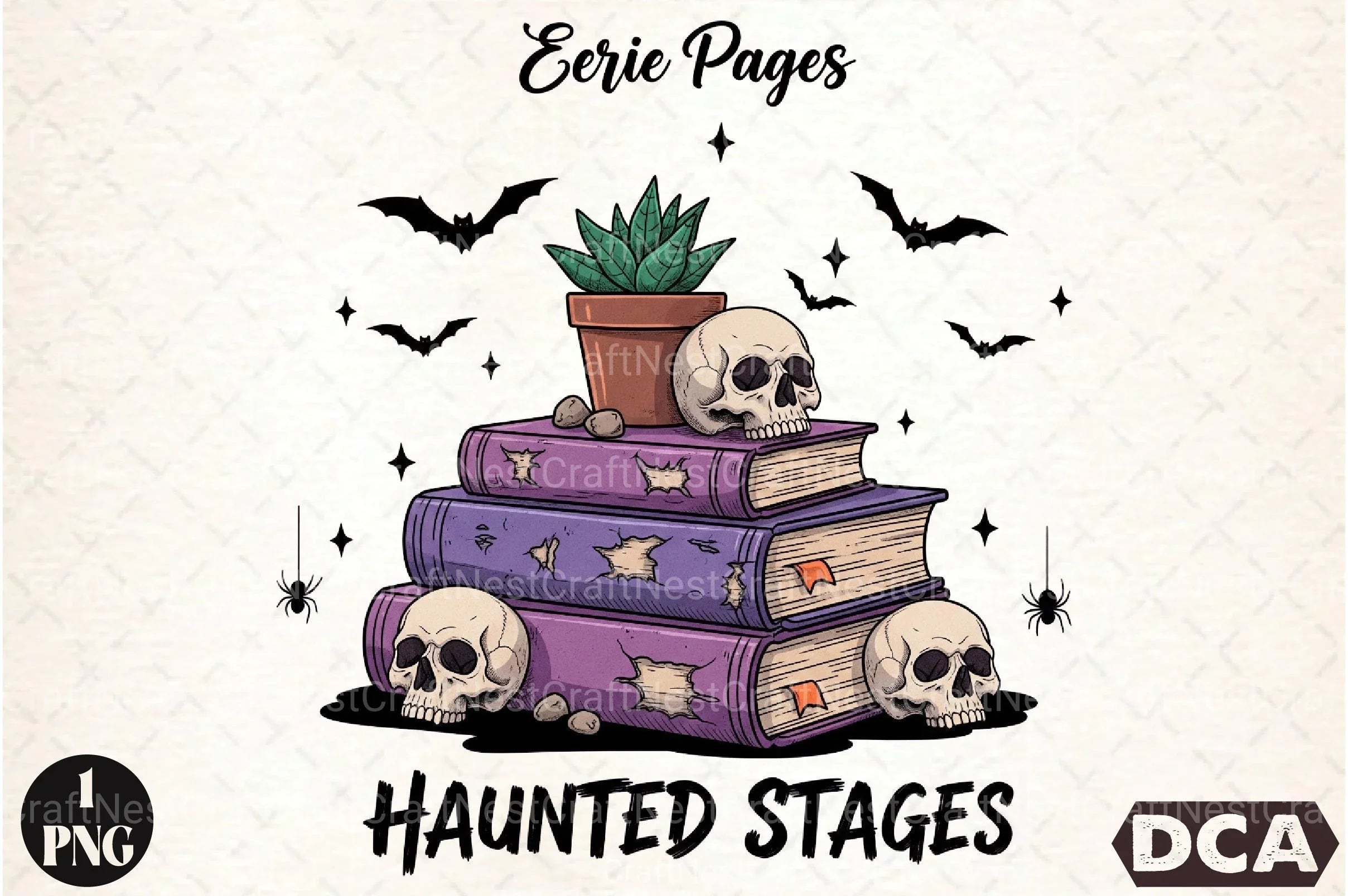 Bookish Halloween Funny Skull Clipart Bundle - CraftNest - Digital Crafting and Art