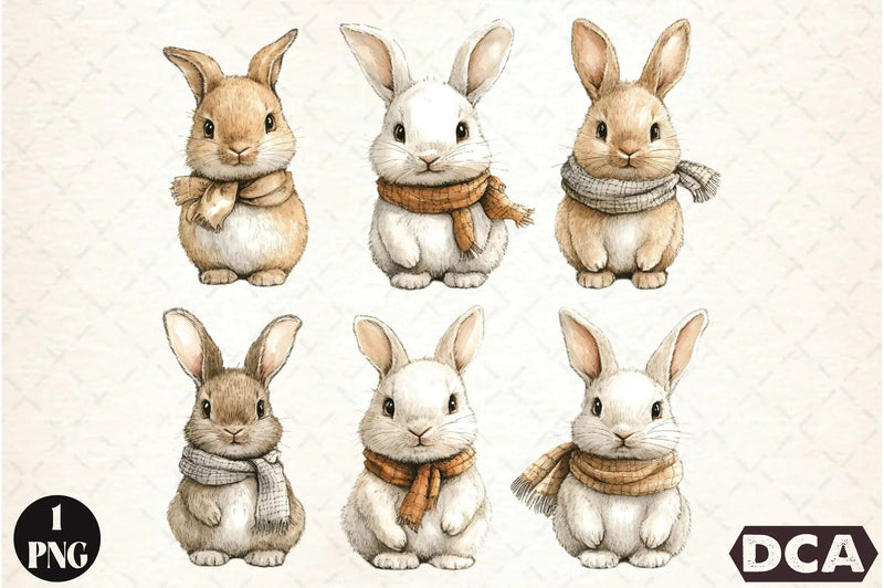 Cartoon Rabbit Clipart Bundle - CraftNest - Digital Crafting and Art