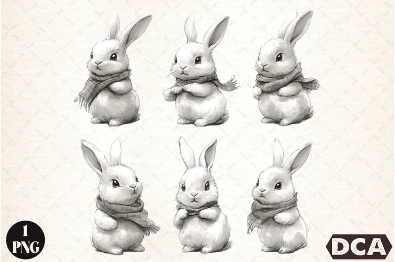 Bunny Illustration Clipart Bundle - CraftNest - Digital Crafting and Art