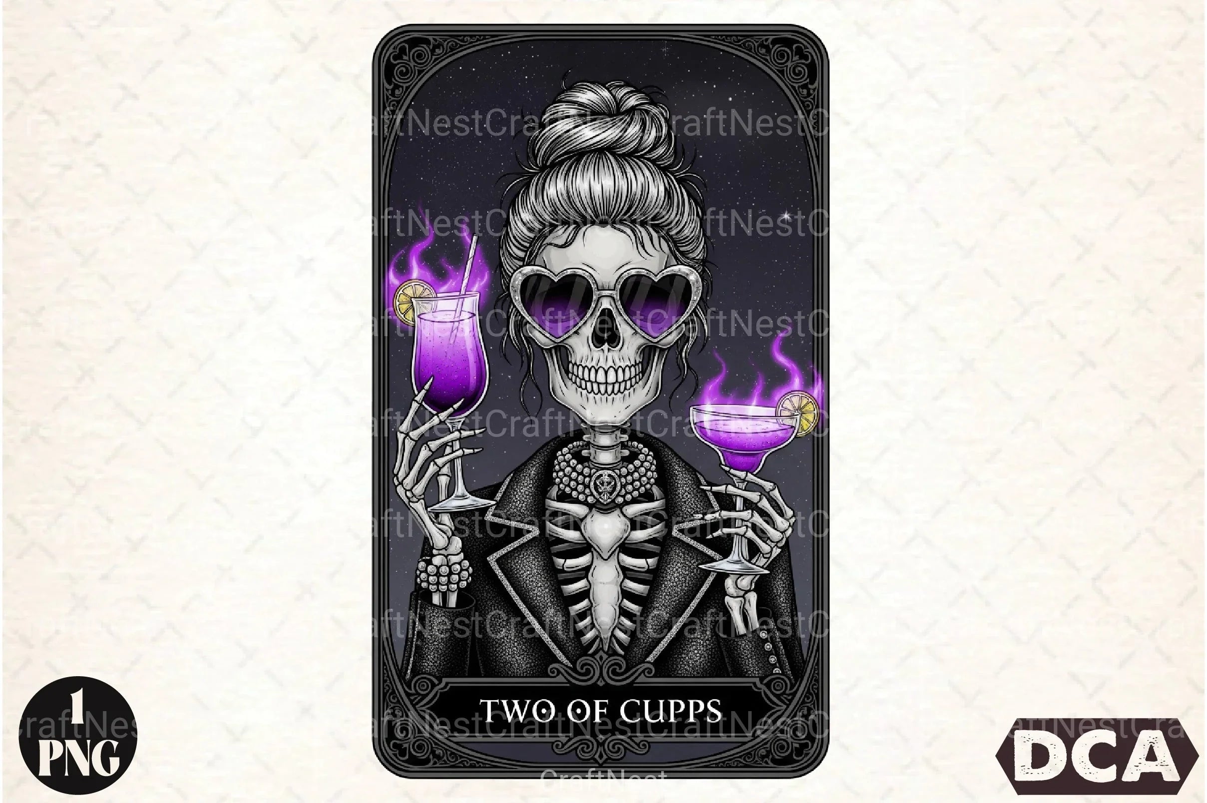 Two of Cups Halloween Tarot Card Clipart Bundle - CraftNest - Digital Crafting and Art