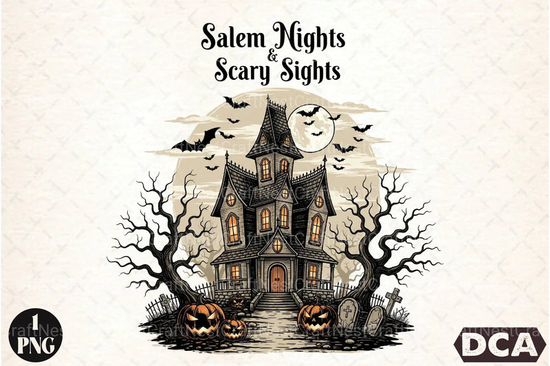 Halloween Horror House Salem Night Clipart Bundle - CraftNest - Digital Crafting and Art