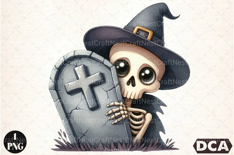 Funny Skeleton Peeking Clipart Bundle 13 - CraftNest - Digital Crafting and Art