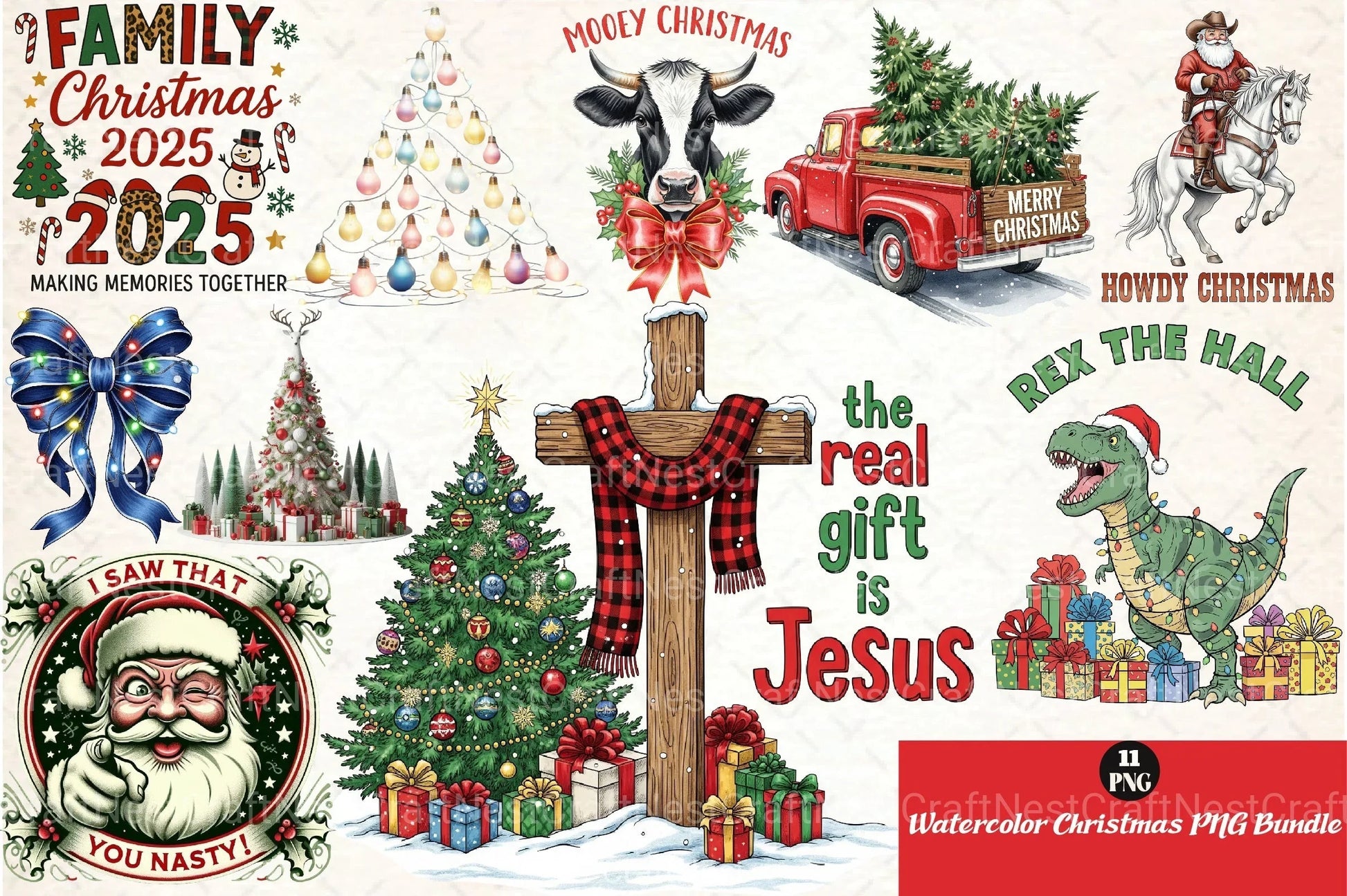 Watercolor Christmas Clipart Bundle - CraftNest - Digital Crafting and Art