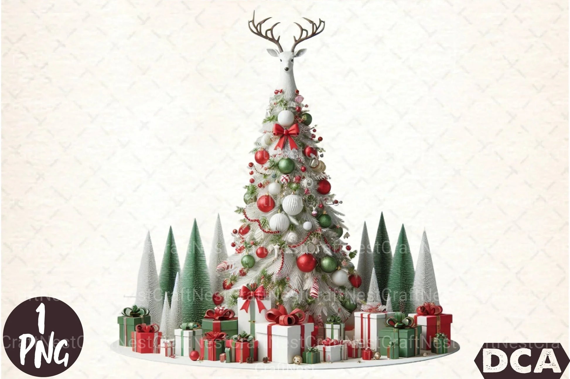 White Christmas Tree Clipart Bundle - CraftNest - Digital Crafting and Art