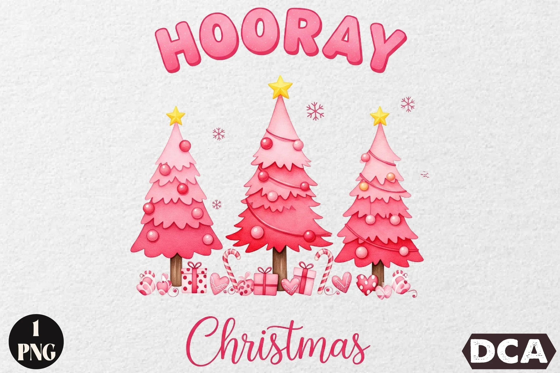 Hooray Christmas Pink Tree Clipart Bundle - CraftNest - Digital Crafting and Art