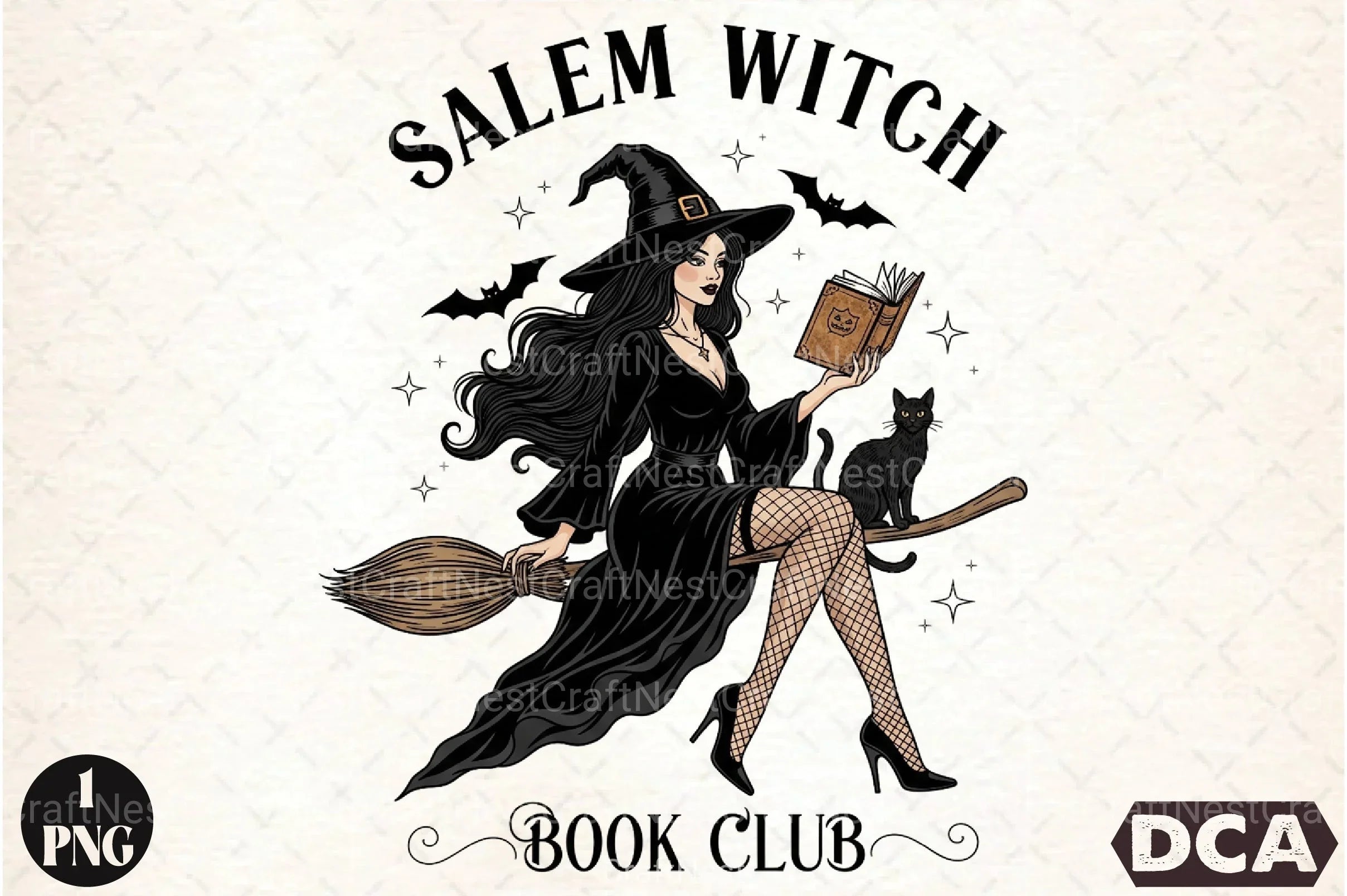 Vintage Salem Witch Book Club Halloween Clipart Bundle - CraftNest - Digital Crafting and Art