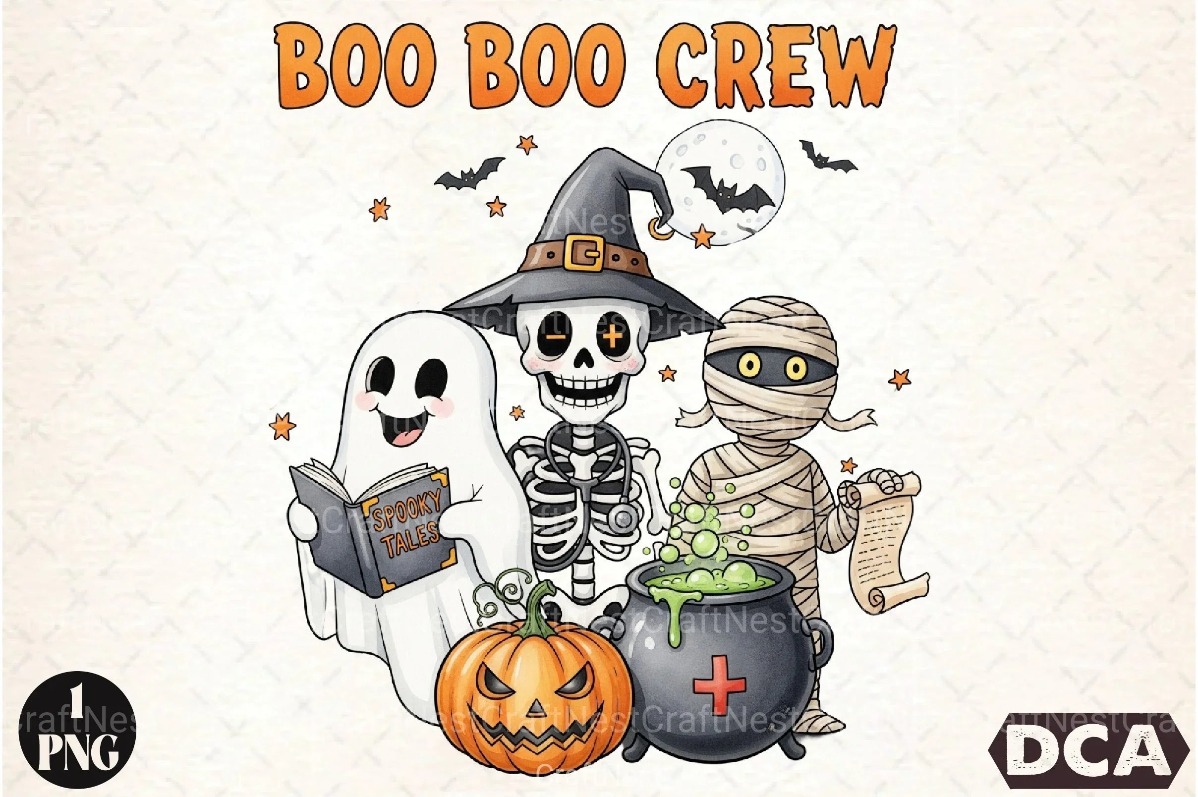 Boo Crew Halloween Nurse Ghost Clipart Bundle - CraftNest - Digital Crafting and Art
