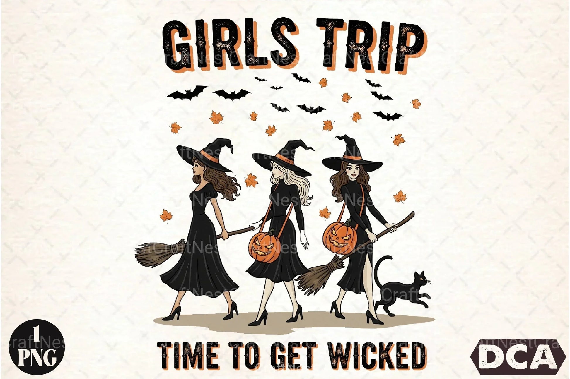 Halloween Witch Girls Trip Autumn Clipart Bundle - CraftNest - Digital Crafting and Art