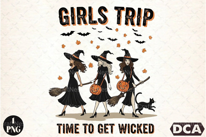 Halloween Witch Girls Trip Autumn Clipart Bundle - CraftNest - Digital Crafting and Art