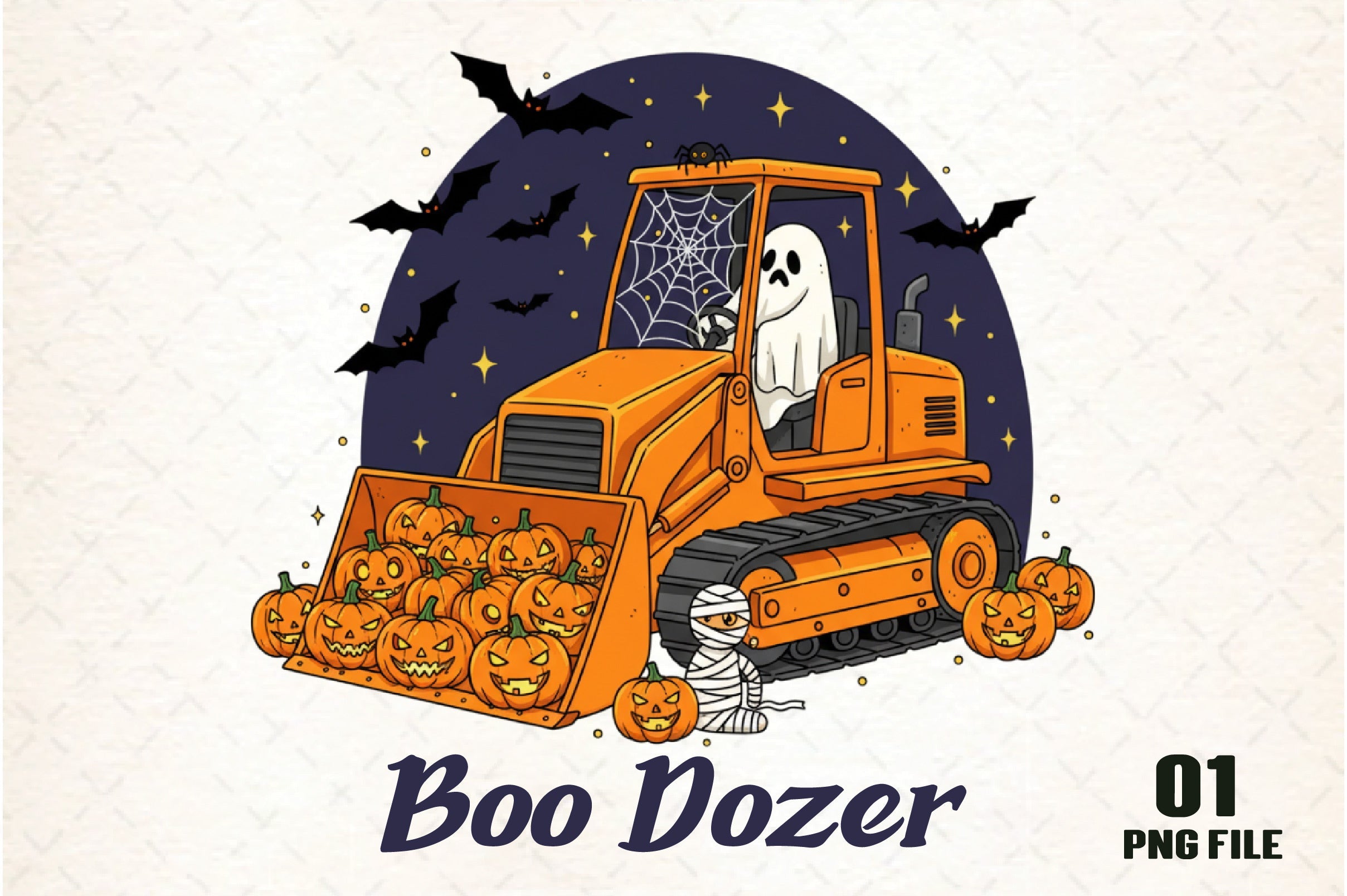 Boo Dozer Ghost Boys Halloween Clipart Bundle