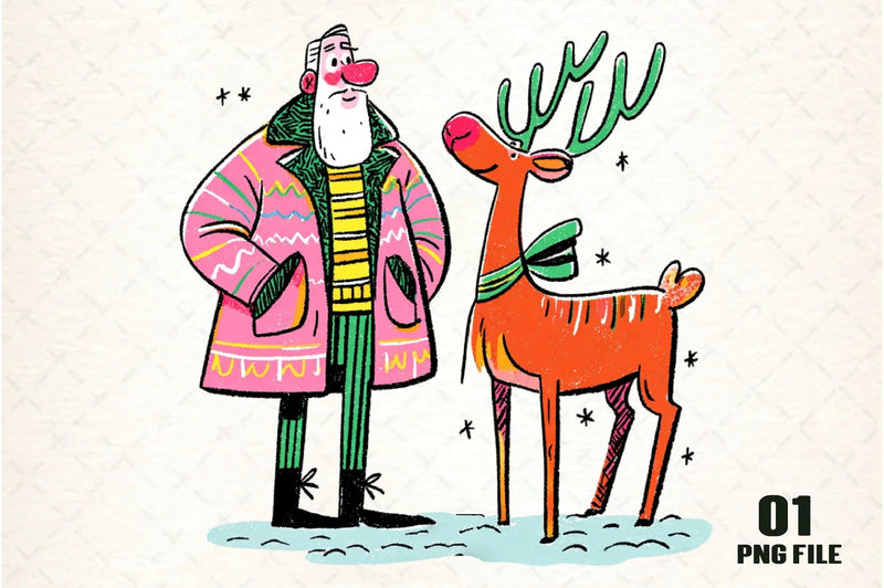 Retro Funny Christmas Santa Clipart Bundle - CraftNest - Digital Crafting and Art
