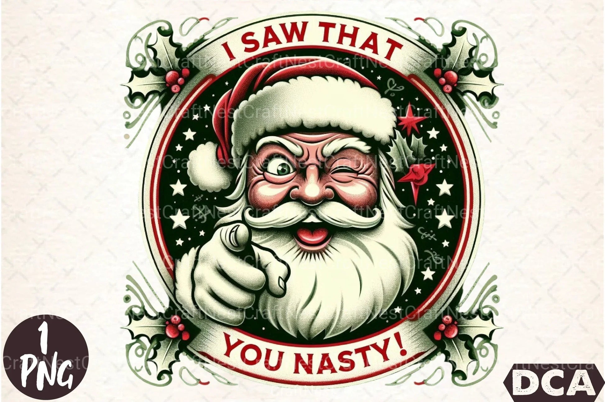 Vintage Christmas Santa "I Saw That" Clipart Bundle - CraftNest - Digital Crafting and Art
