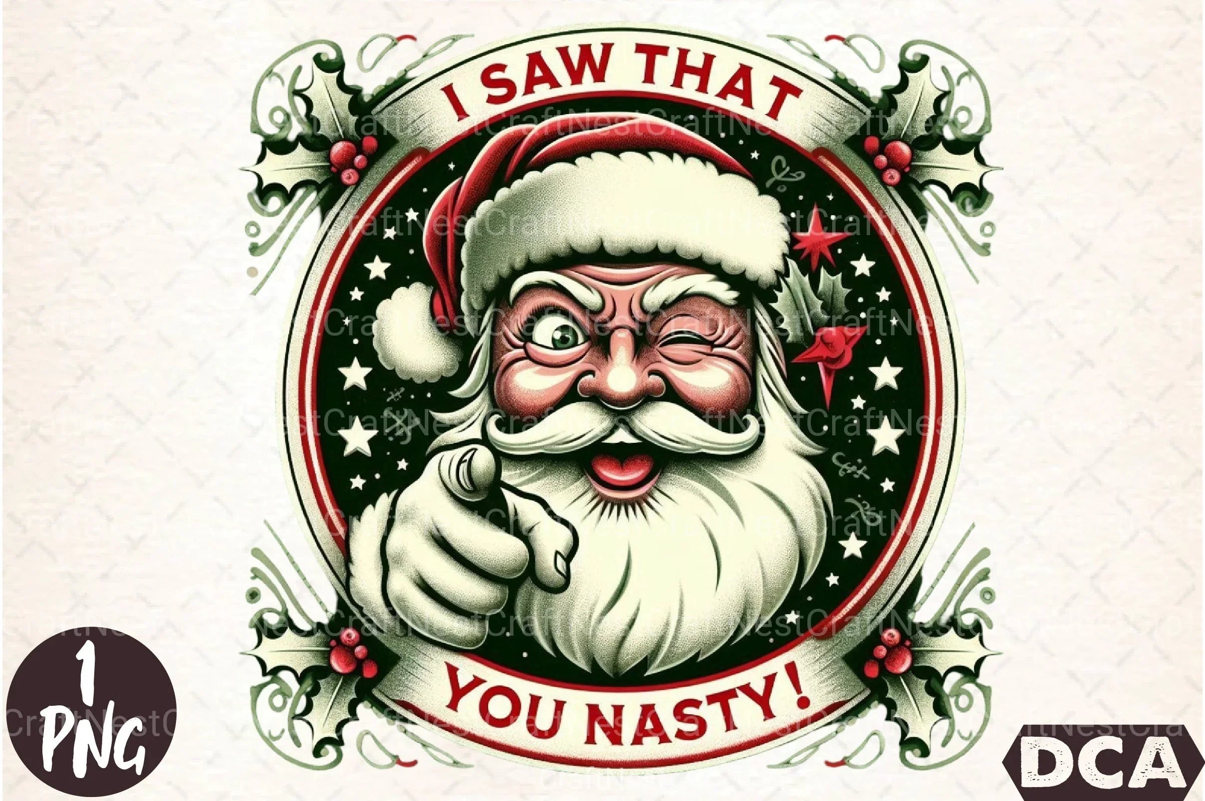 Vintage Christmas Santa "I Saw That" Clipart Bundle - CraftNest - Digital Crafting and Art