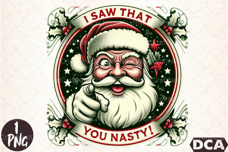 Vintage Christmas Santa "I Saw That" Clipart Bundle - CraftNest - Digital Crafting and Art