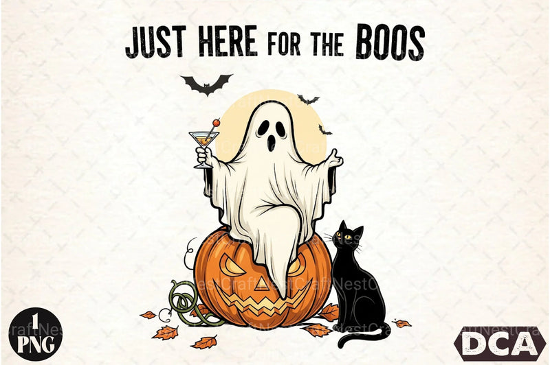 Halloween Ghost Clipart Bundle: Just Here For The Boos - CraftNest - Digital Crafting and Art