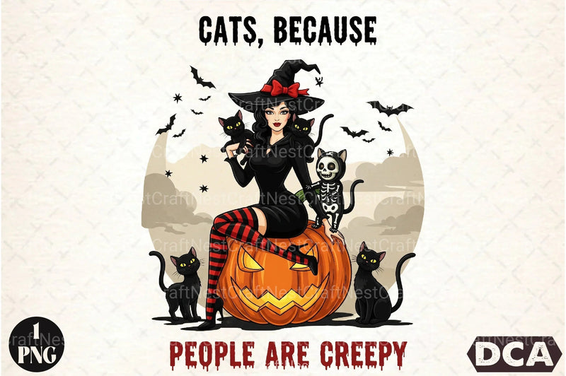 Sarcastic Halloween Cat Witch Creepy Clipart Bundle - CraftNest - Digital Crafting and Art