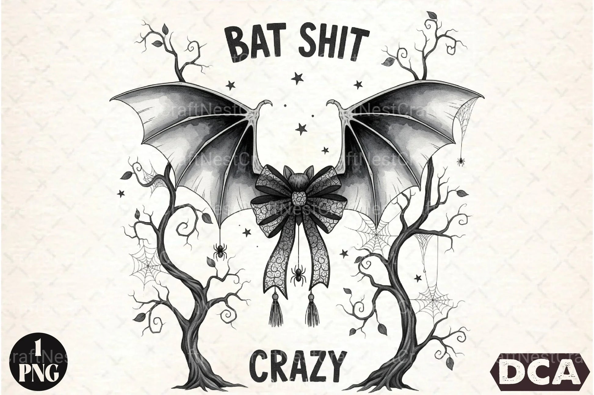 Bat Bow Crazy: Funny Halloween Clipart Bundle - CraftNest - Digital Crafting and Art