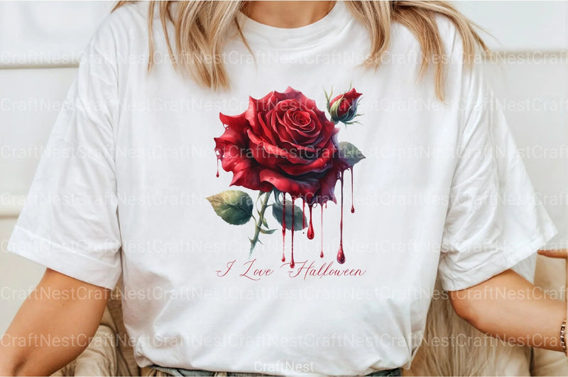 I Love Halloween Roses Clipart Bundle 07 - CraftNest - Digital Crafting and Art