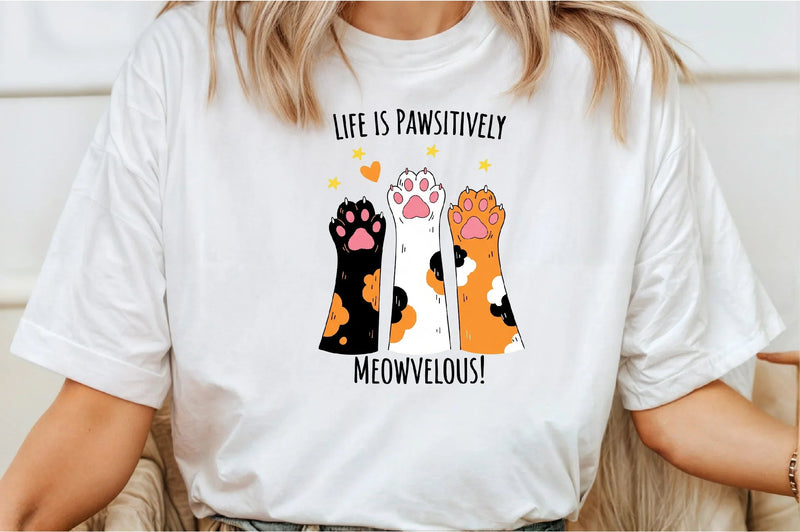 Life Is Pawsitively Meowvelous Cat Shirt Clipart Bundle - CraftNest - Digital Crafting and Art