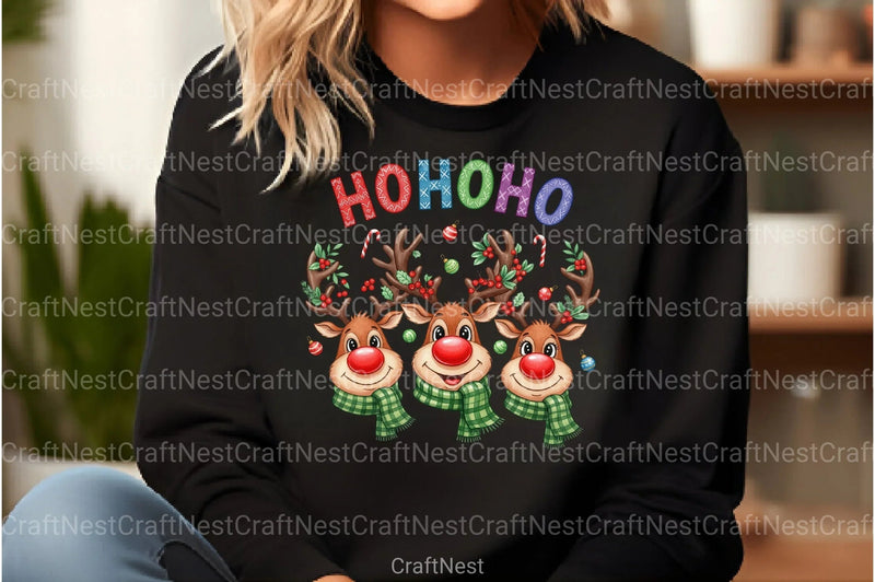 Ho Ho Deer Reindeer Christmas Clipart Bundle - CraftNest - Digital Crafting and Art