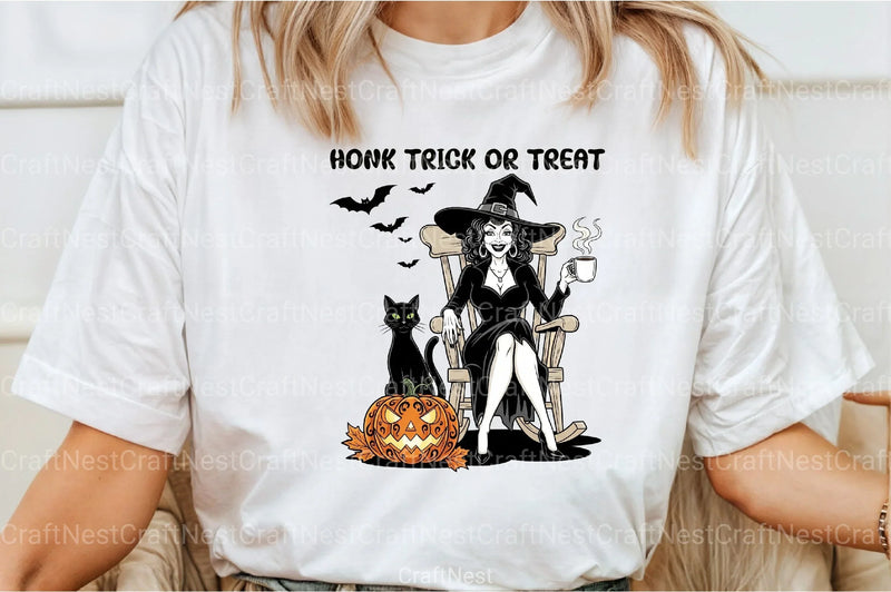 Vintage Halloween Witch & Cat Clipart Bundle - CraftNest - Digital Crafting and Art