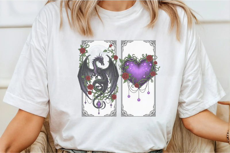Gothic Dragons Love Flower Clipart Bundle - CraftNest - Digital Crafting and Art
