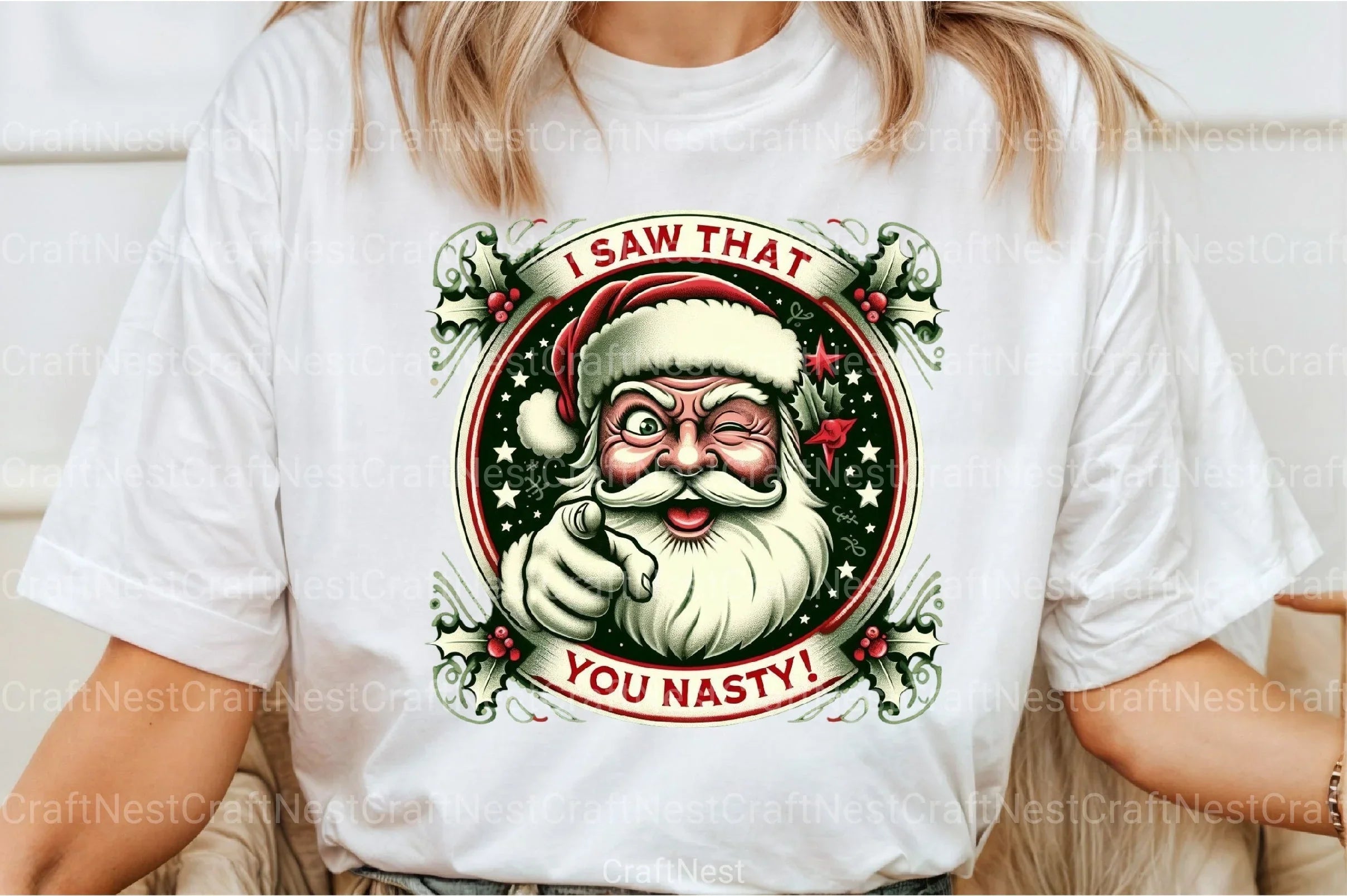 Vintage Christmas Santa "I Saw That" Clipart Bundle - CraftNest - Digital Crafting and Art