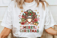 Merry Christmas Messy Bun Clipart Bundle - CraftNest - Digital Crafting and Art