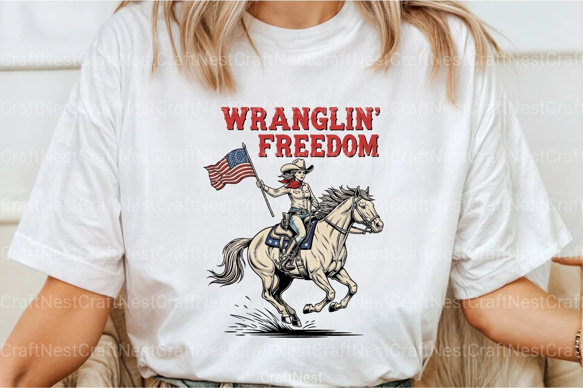 Wranglin' Freedom American Cowgirl Clipart Bundle - CraftNest - Digital Crafting and Art