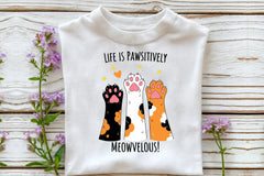 Life Is Pawsitively Meowvelous Cat Shirt Clipart Bundle - CraftNest - Digital Crafting and Art