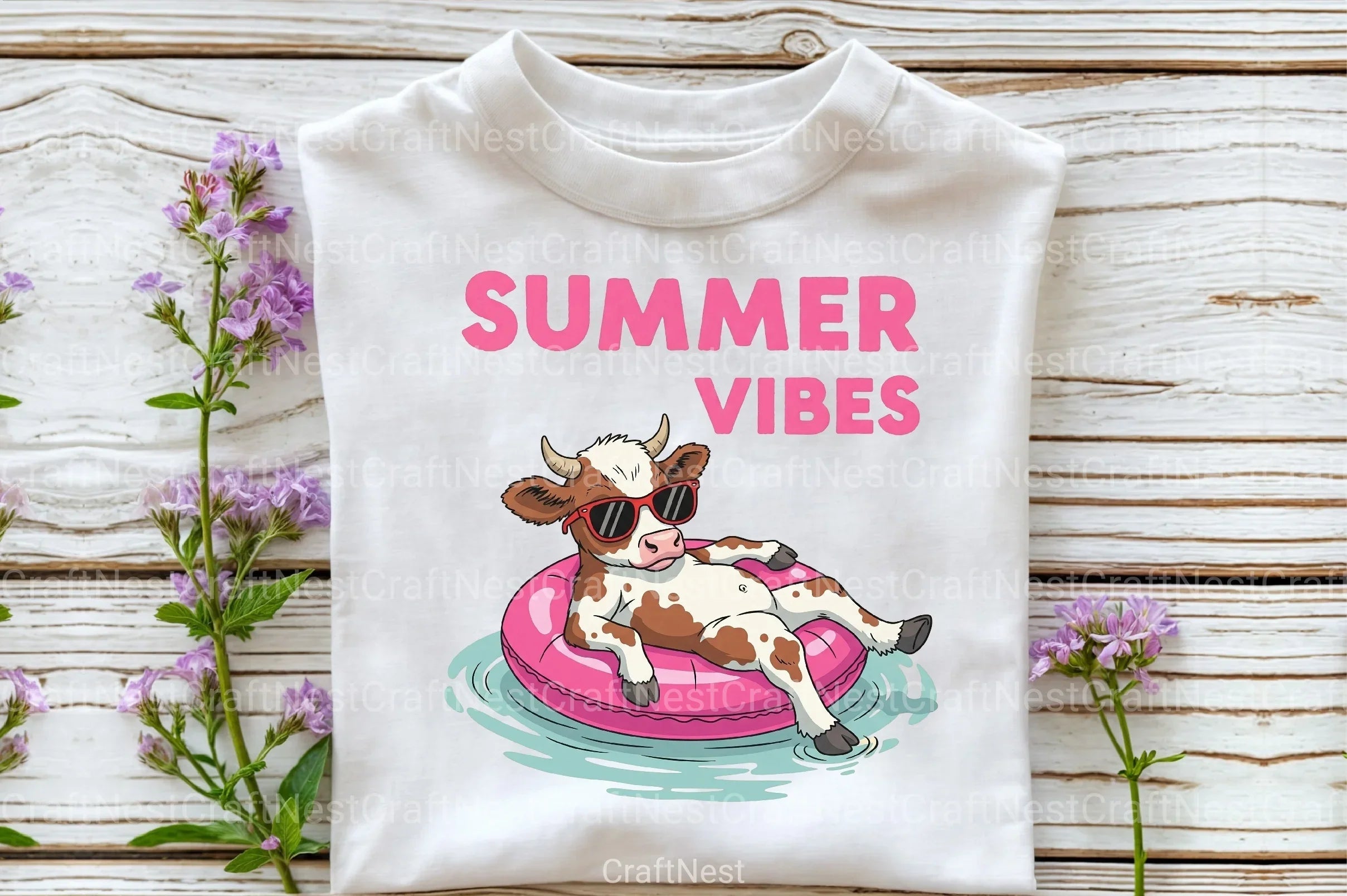 Summer Vibes Highland Cow Clipart Bundle - CraftNest - Digital Crafting and Art